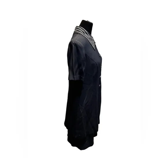 Virgo II Deadstock Vintage Pinstripe Collar Buttons‎ Zip Back NWT Black Size 6