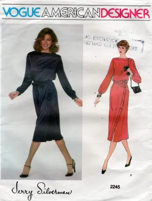 Vogue American Designer 2245 JERRY SILVERMAN Side Buttoned Dress & Belt 1970s Vintage Sewing Pattern Size 12 Bust 34 inches