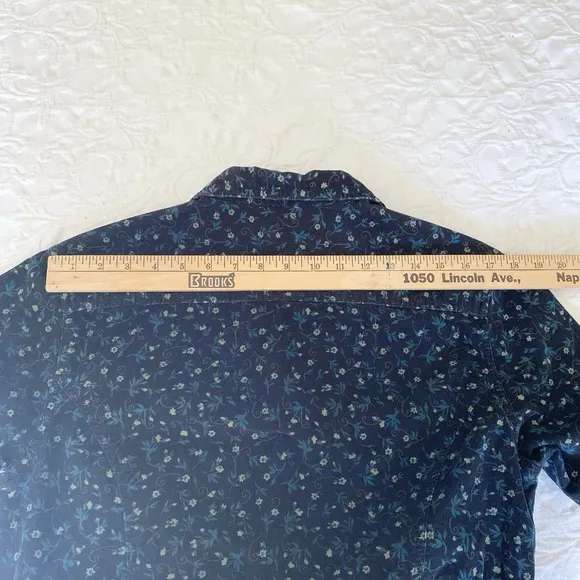 Vtg LL Bean Corduroy Floral Button Shirt Dress Pockets Long Sleeve 12 Petite