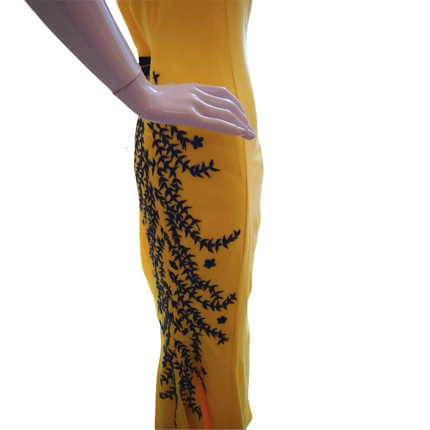 WAISTED TENDRIL - HAND EMBROIDERY MAXI LENGTH HANDMADE MODERN SILK-COTTON CHEONGSAM