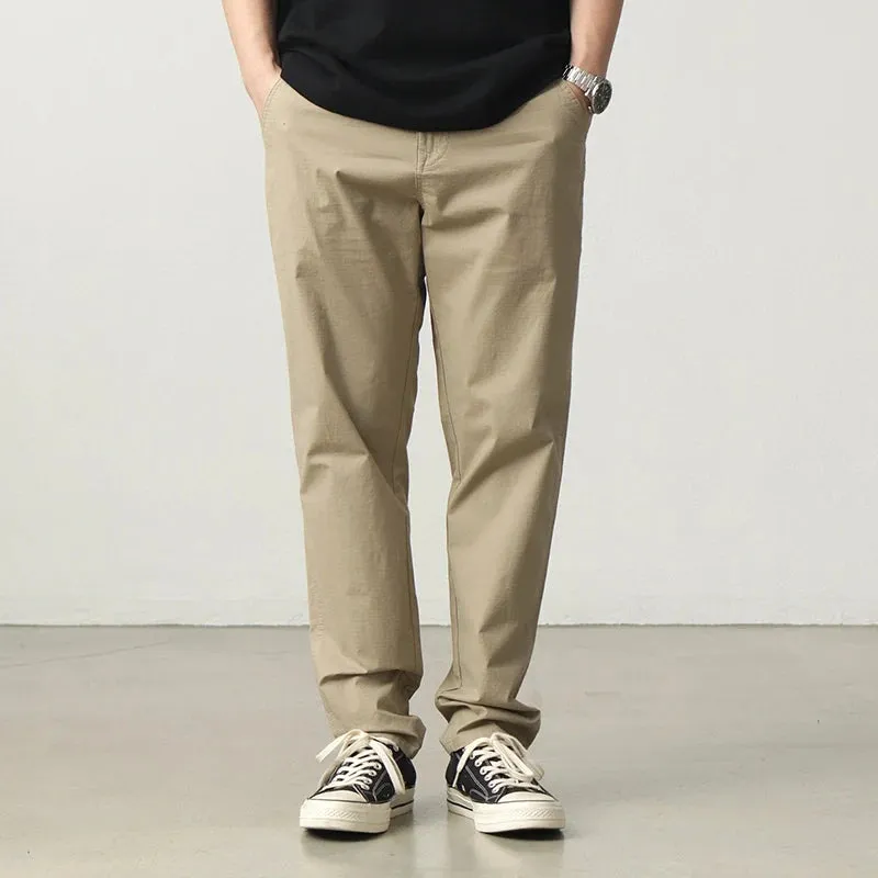Washed Retro Lightweight Chino Pants - Men's Fashion Slim Straight Casual Trousers