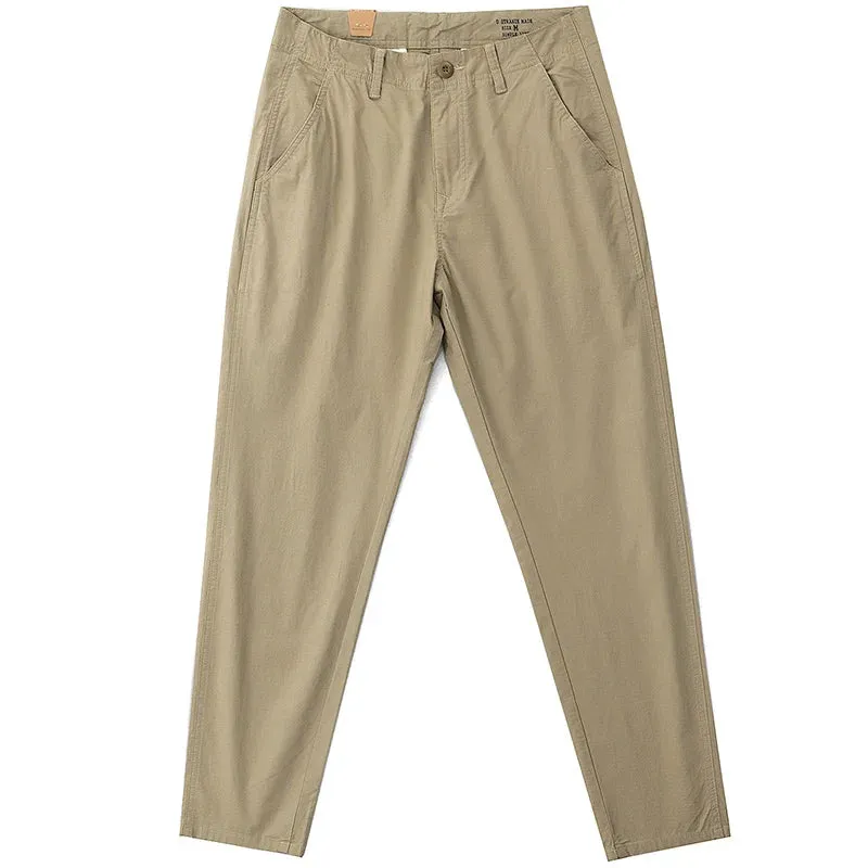 Washed Retro Lightweight Chino Pants - Men's Fashion Slim Straight Casual Trousers