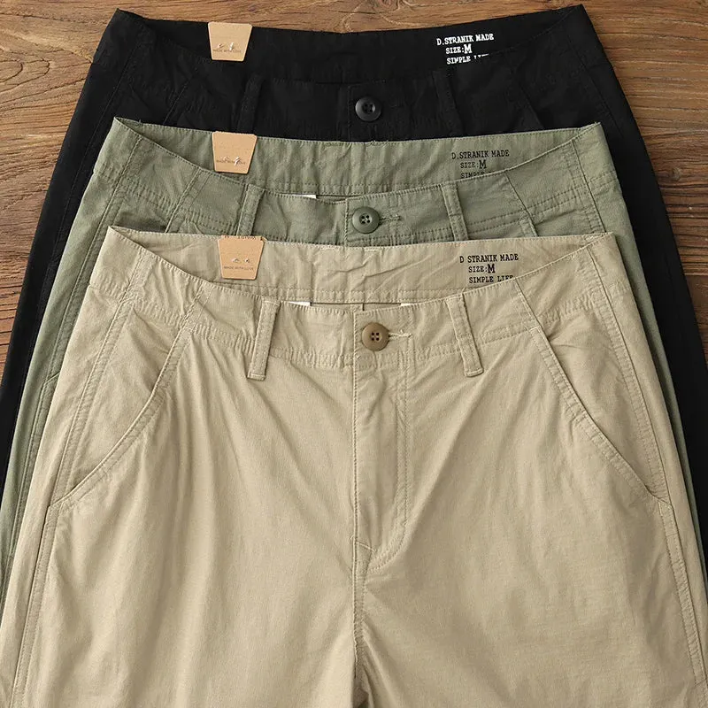 Washed Retro Lightweight Chino Pants - Men's Fashion Slim Straight Casual Trousers