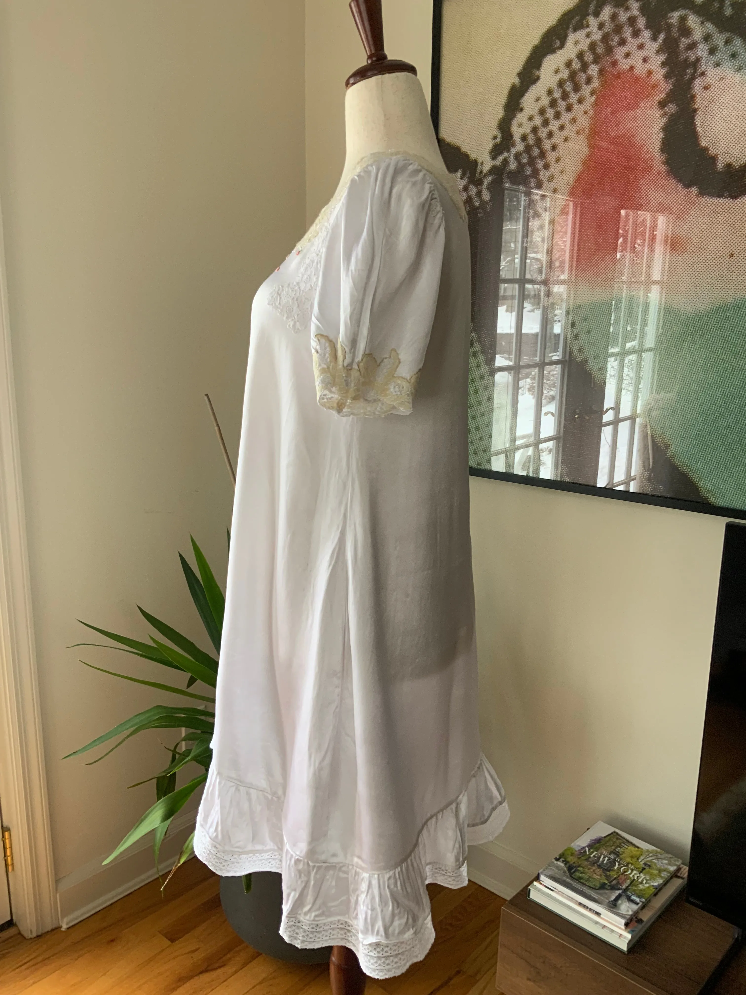 White Satin Dress - 20s - 20J