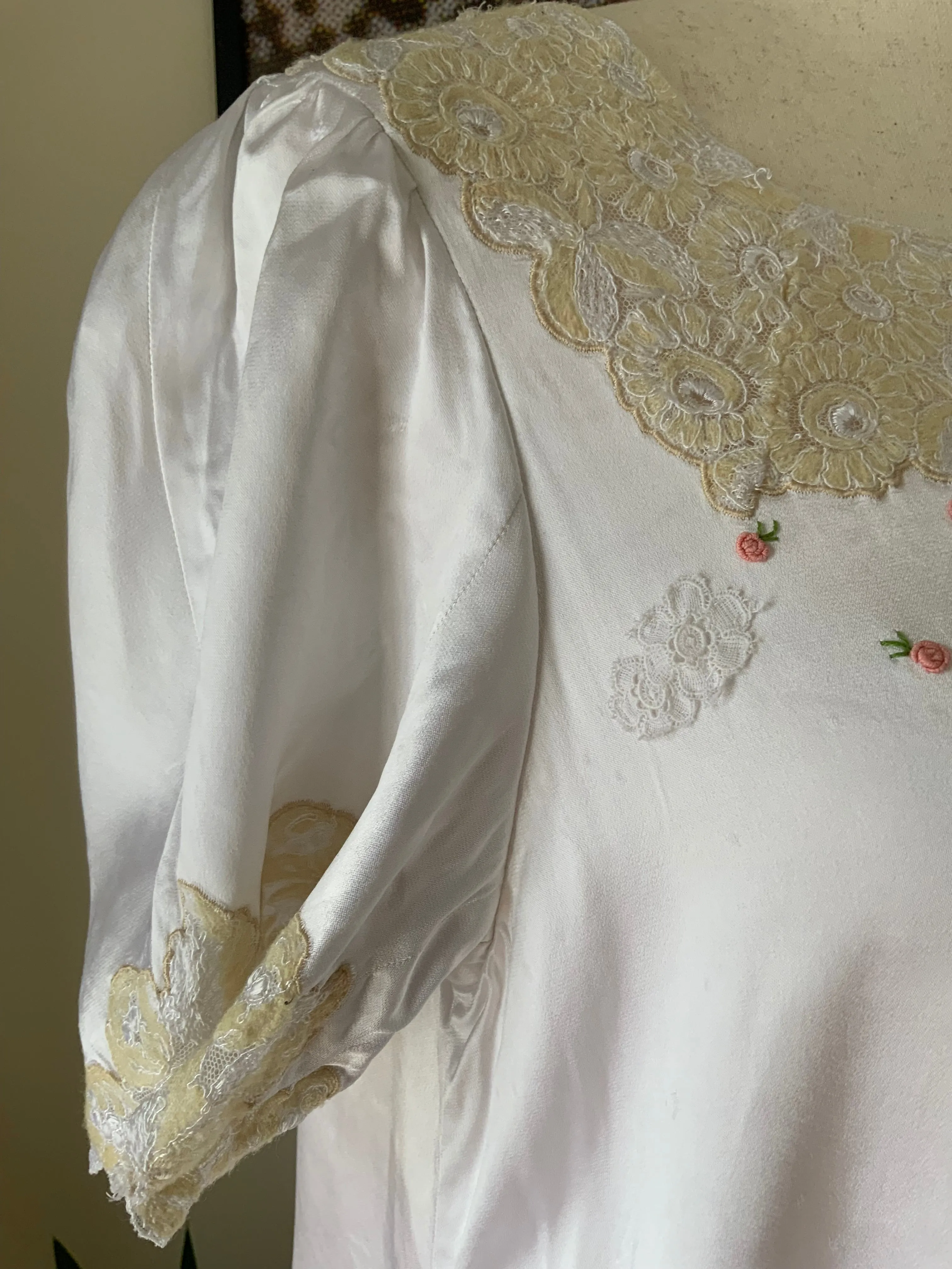 White Satin Dress - 20s - 20J