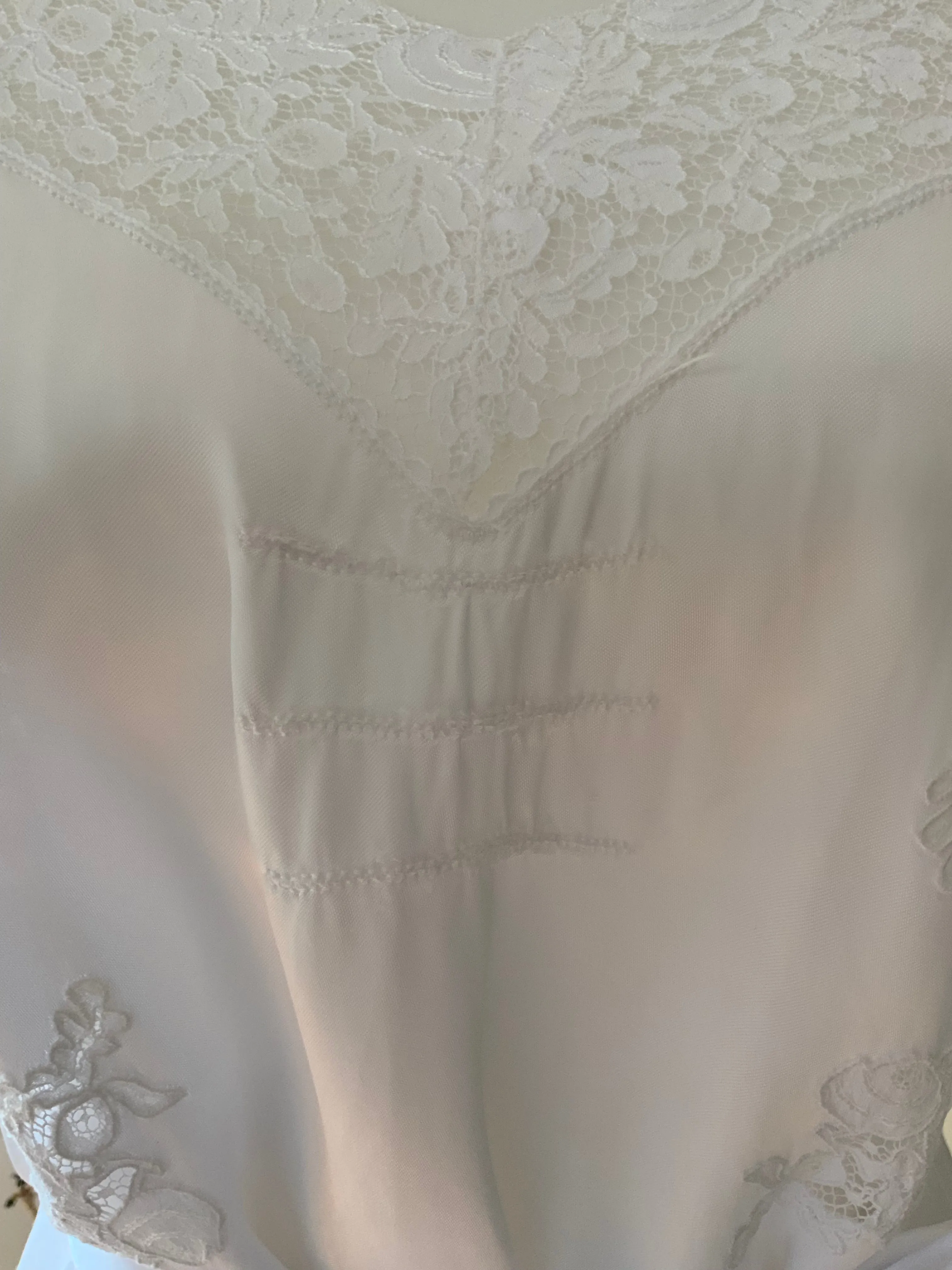 White Slip Dress - 70s L