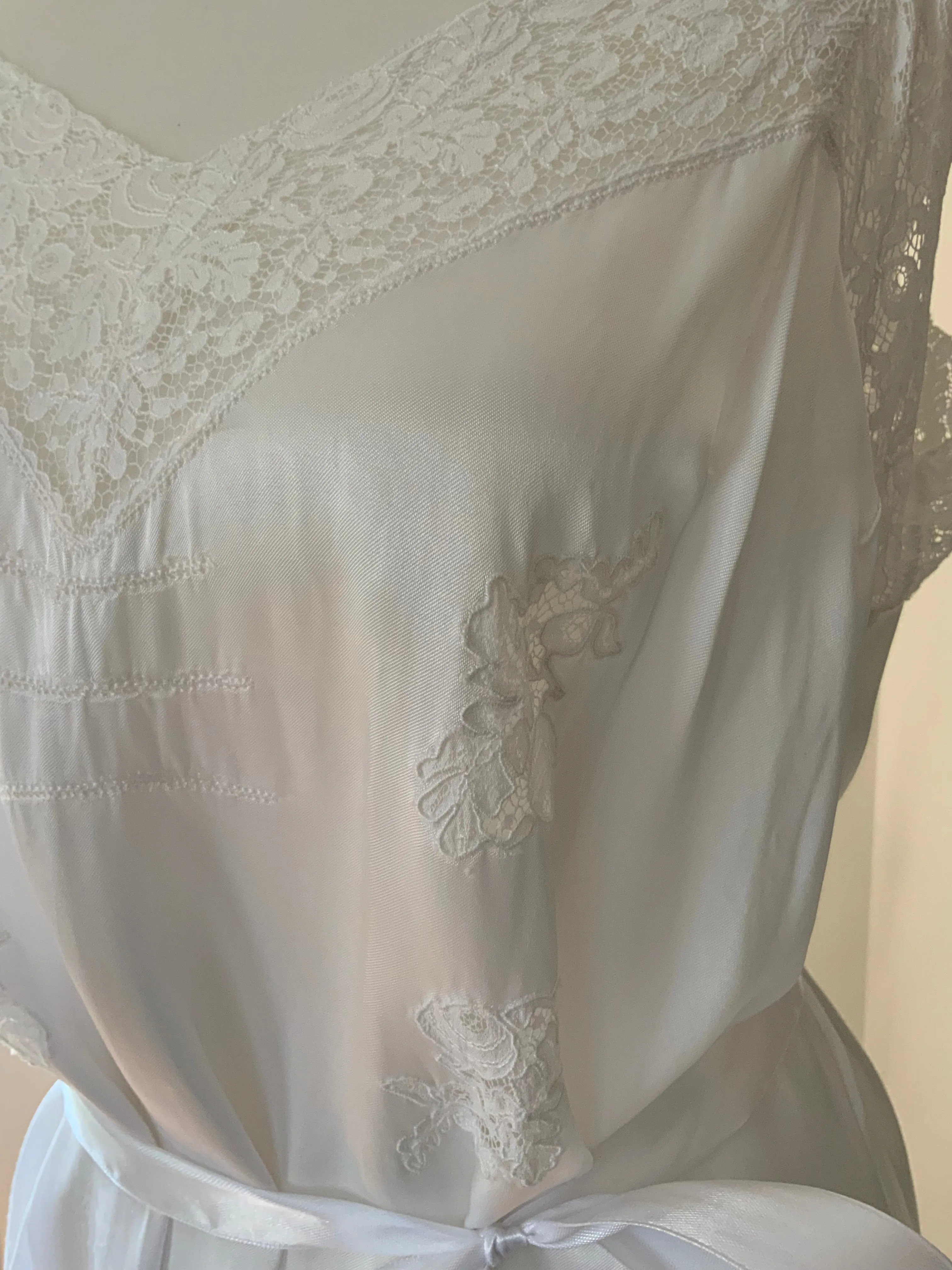 White Slip Dress - 70s L