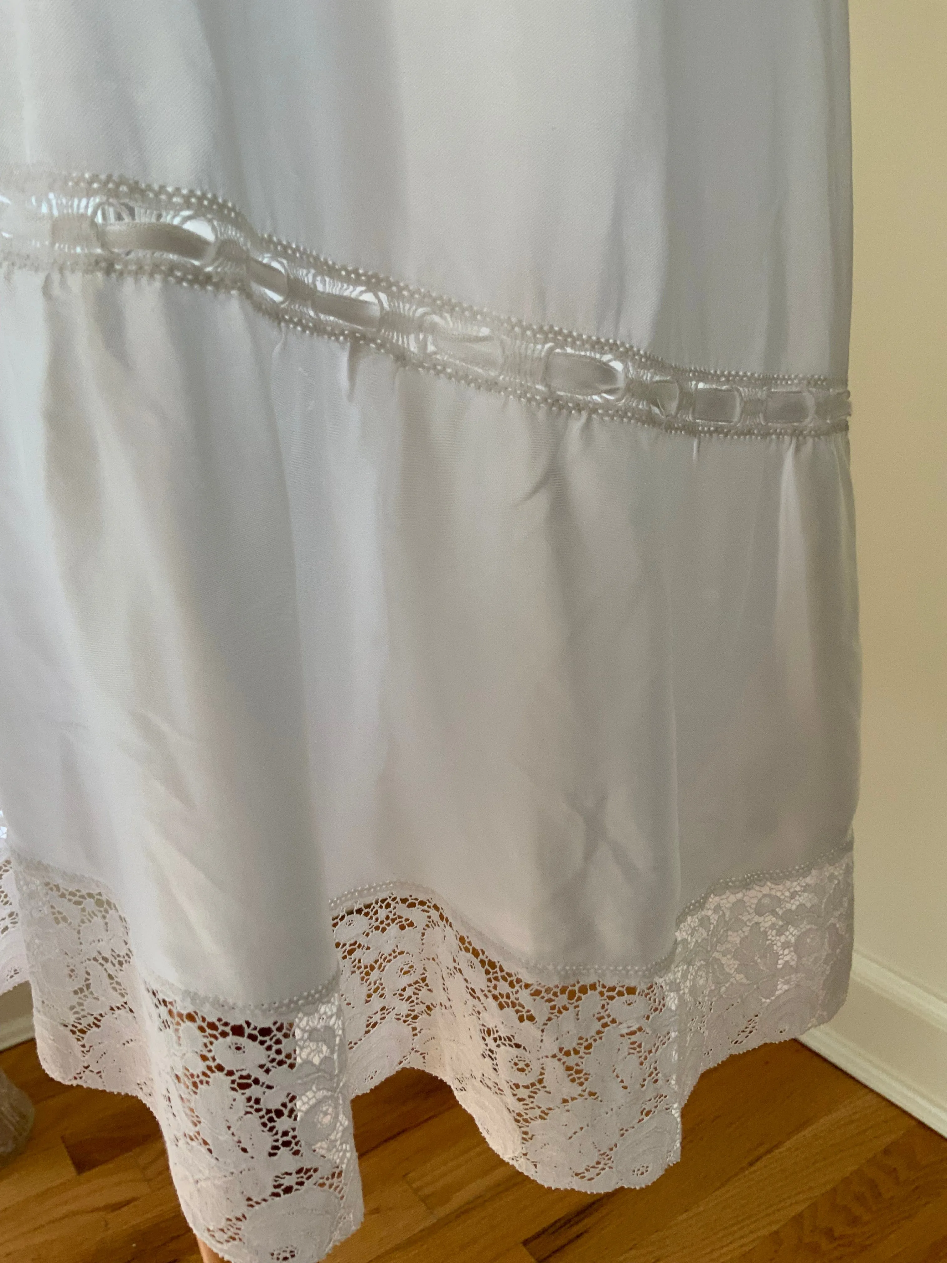 White Slip Dress - 70s L