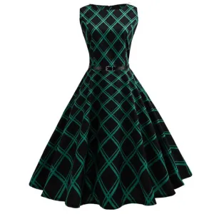 Women 50s 60s Retro Vintage Dress Summer Floral Print Rockabilly Swing Robe Femme Vestidos Sexy Party Audrey Dresses With Belt