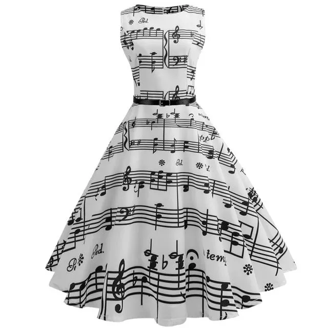 Women 50s 60s Retro Vintage Dress Summer Floral Print Rockabilly Swing Robe Femme Vestidos Sexy Party Audrey Dresses With Belt
