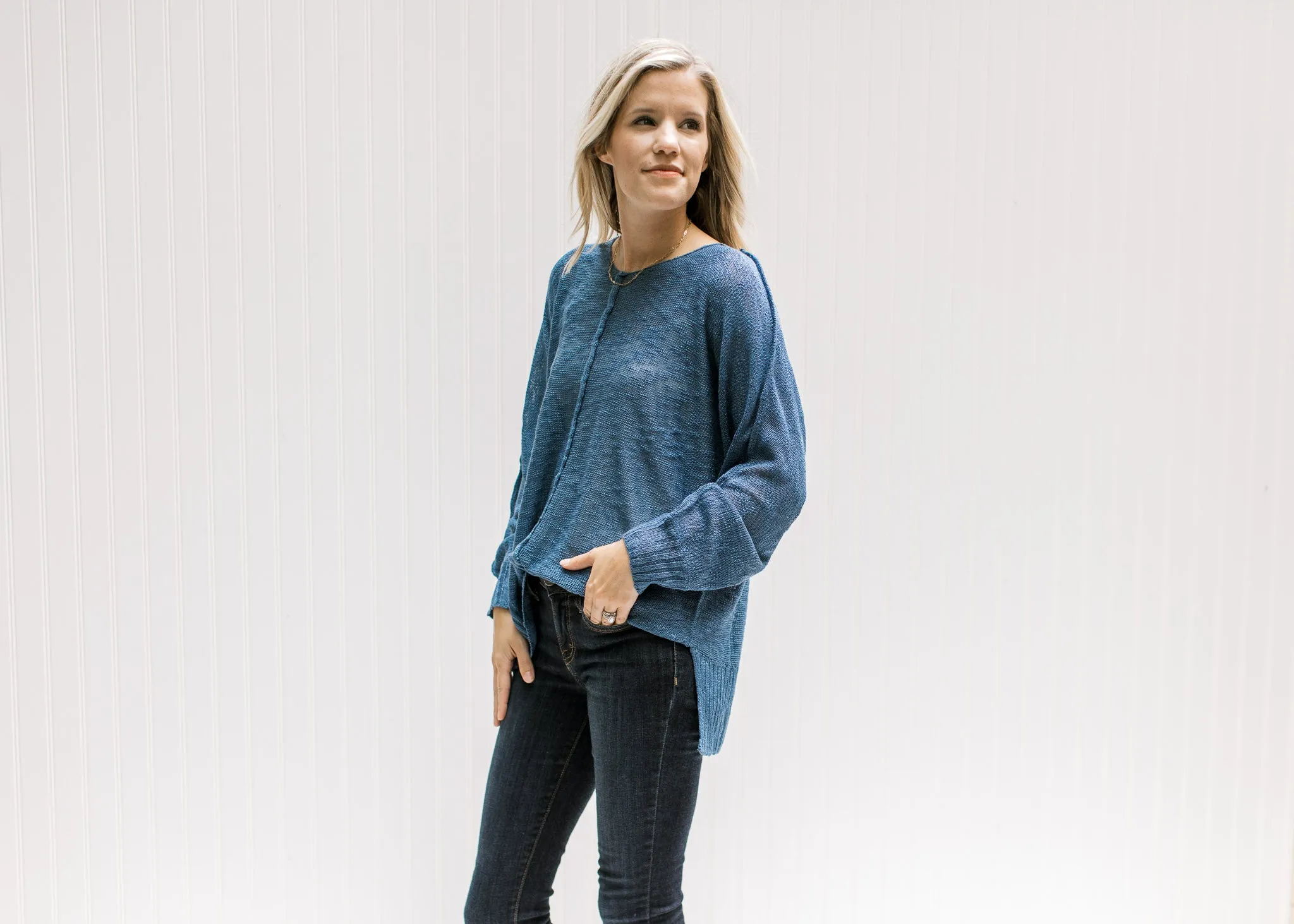X Lightweight Blue Sweater