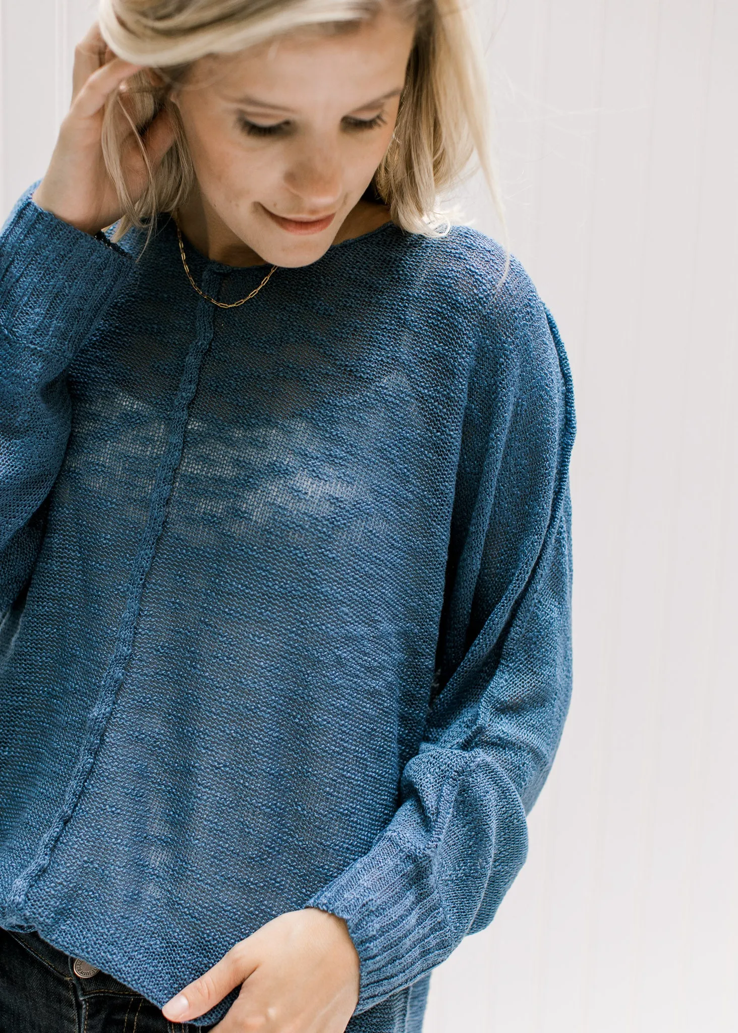 X Lightweight Blue Sweater