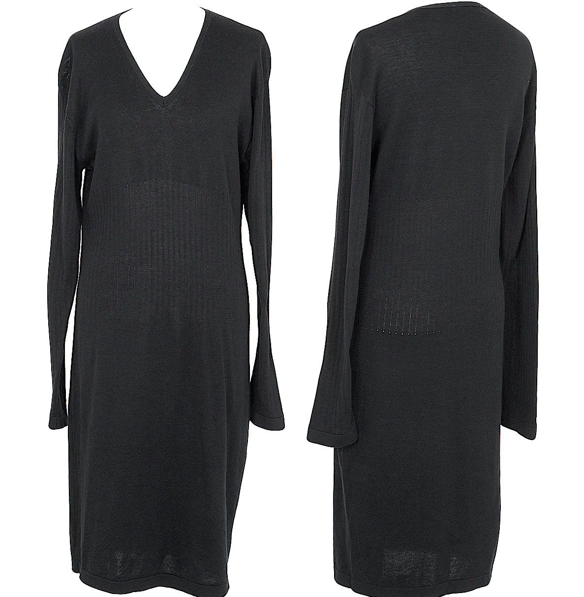 Yohji Yamamoto Japan. Y's Black V-neck Knit Dress