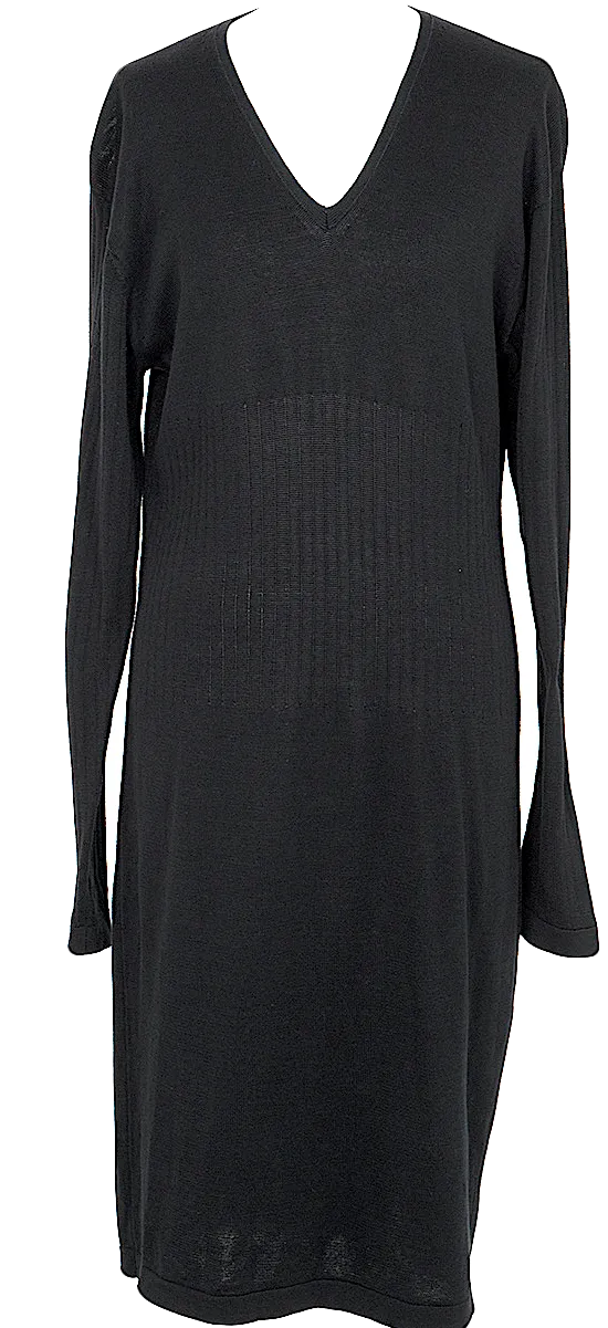 Yohji Yamamoto Japan. Y's Black V-neck Knit Dress