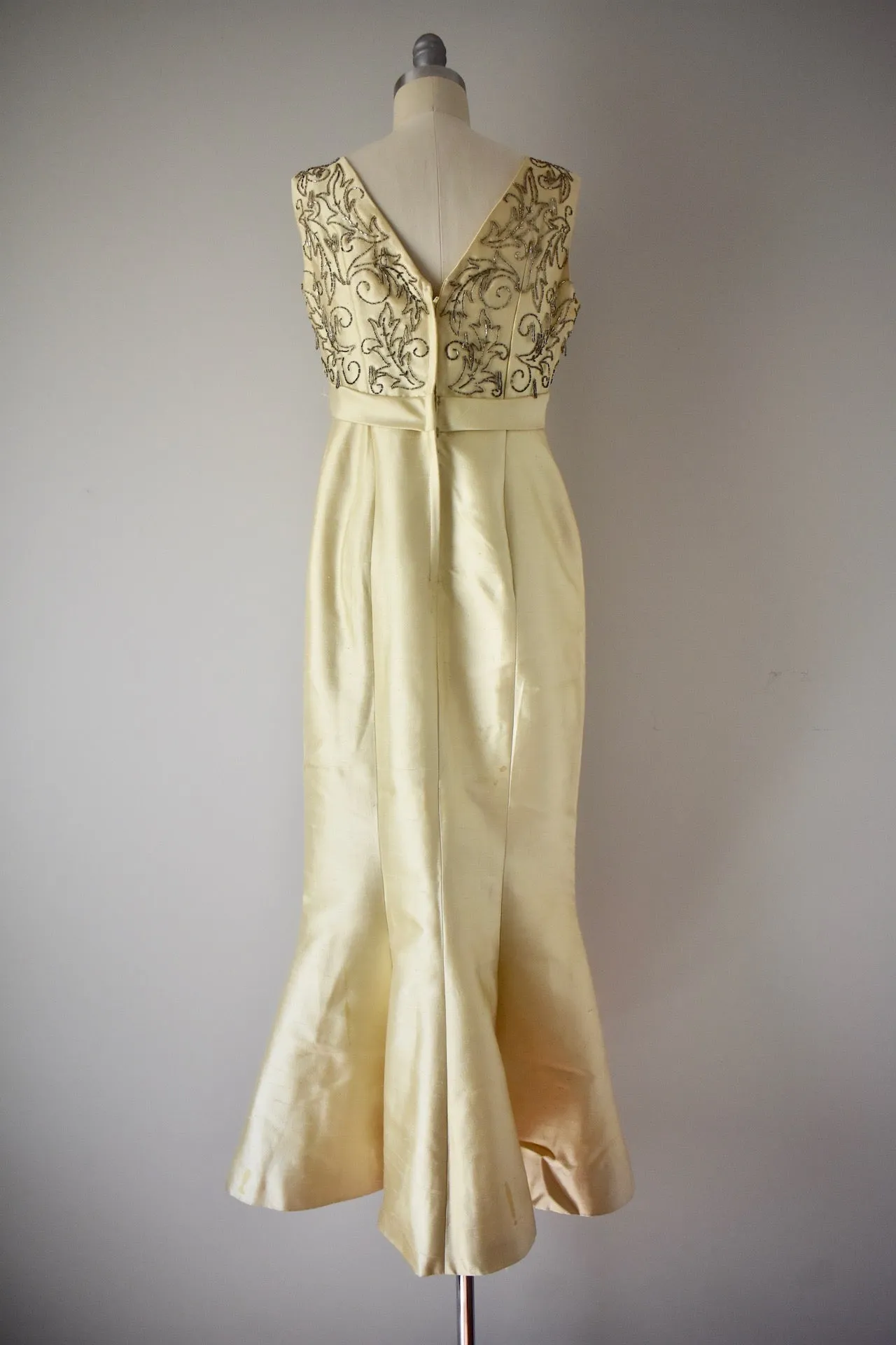 Yvonne Beverly Hills Beaded Silk Evening Dress, 1960