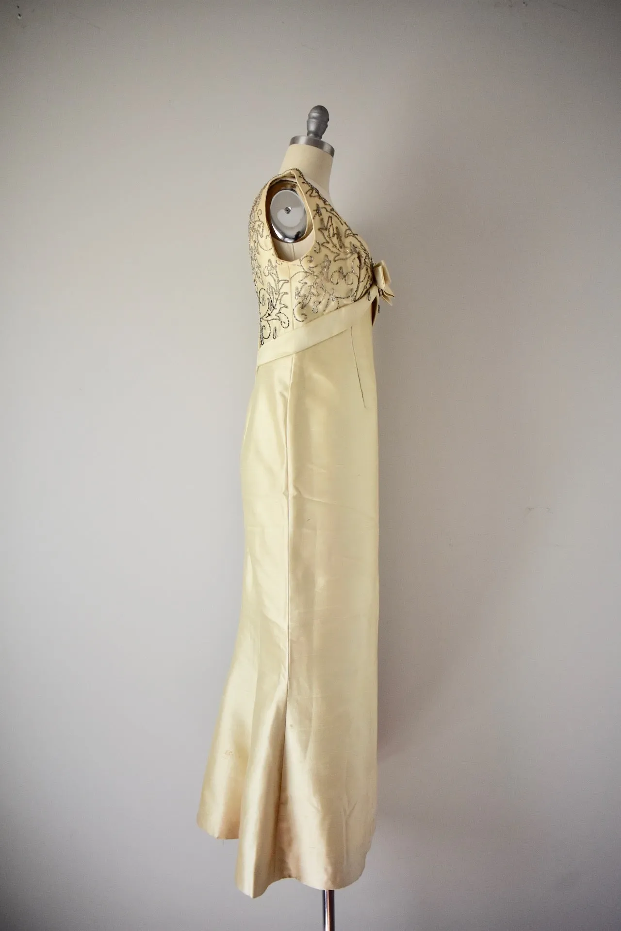 Yvonne Beverly Hills Beaded Silk Evening Dress, 1960