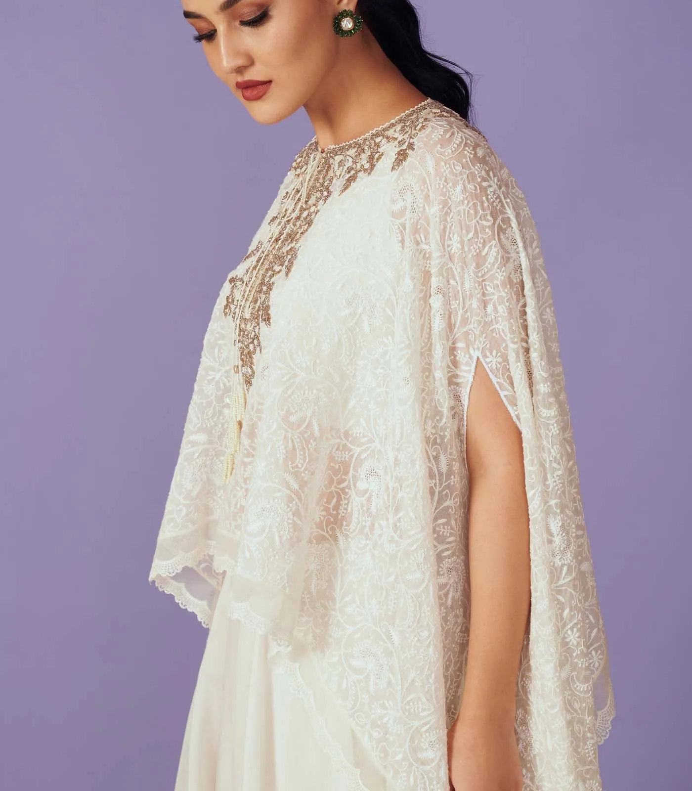 ZARDOZI YOKE CAPE SET